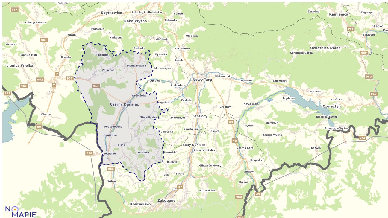 Mapa uzbrojenia terenu Czarnego Dunajca