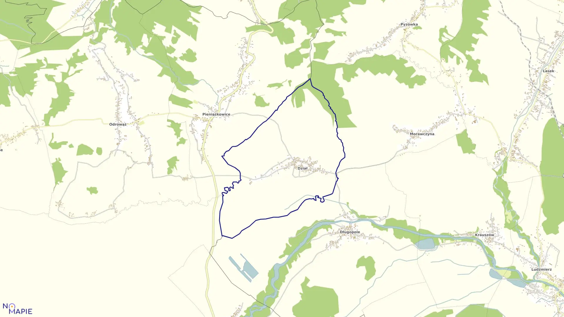 Mapa obrębu DZIAŁ w gminie Czarny Dunajec