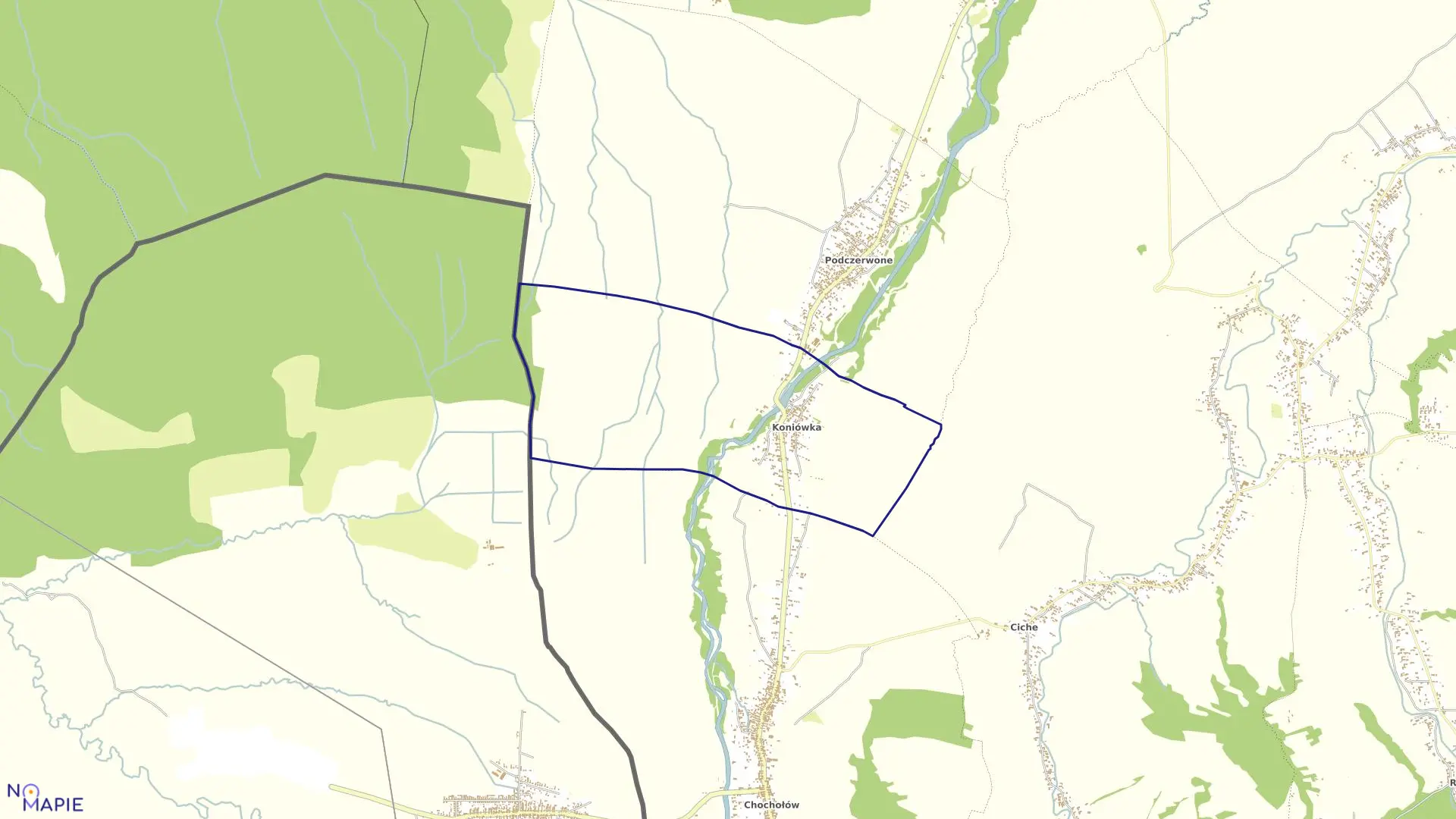 Mapa obrębu KONIÓWKA w gminie Czarny Dunajec