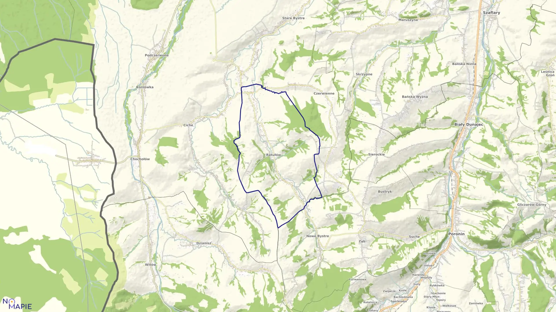 Mapa obrębu RATUŁÓW w gminie Czarny Dunajec