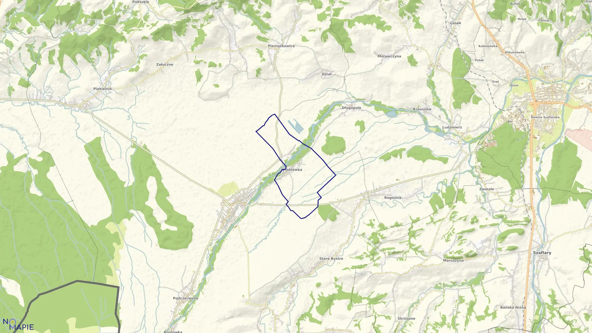 Mapa obrębu WRÓBLÓWKA w gminie Czarny Dunajec